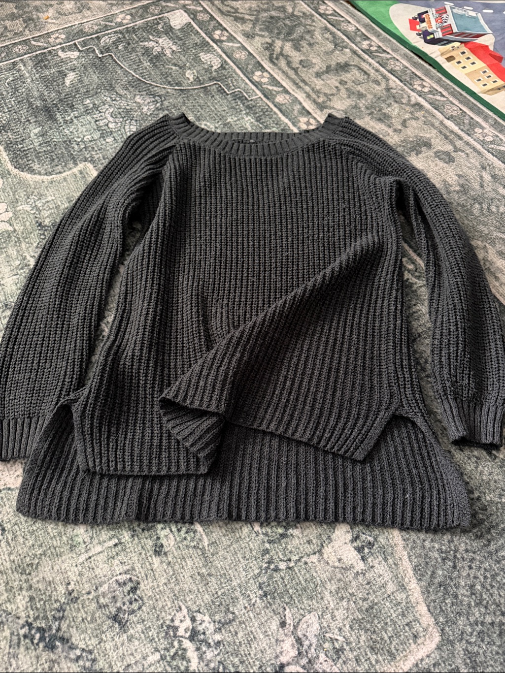 Black Ribbed Knit Women's Sweater - Classic Pullover